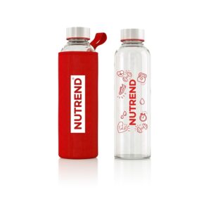 SKLENENÁ FĽAŠA, 800 ml - červená s obalom
