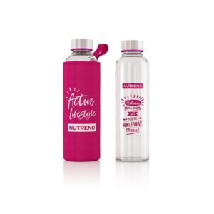 SKLENENÁ FĽAŠA, 500 ml - ružová s obalom
