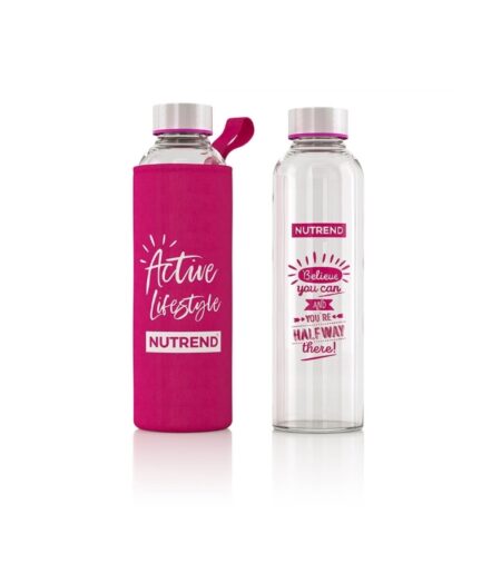 SKLENENÁ FĽAŠA, 500 ml - ružová s obalom